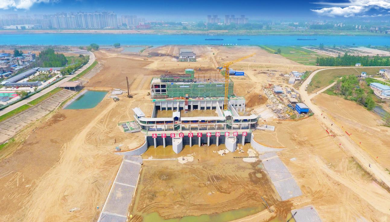 安徽水利蚌埠靚淮河龍子河口綜合樞紐布置工程。安徽建工集團供圖